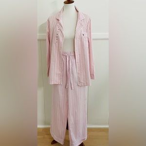NEW Victoria's Secret/VS pajamas set pink stripe print MEDIUM